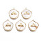 Brass Pendants, with Natural Shell, Nickel Free, Whale Tail, Real 18K Gold Plated, 16.5x14.5x3mm, Hole: 1.2mm