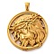 Religion Golden Tone 304 Stainless Steel Pendants, Flat Round Charm, Jesus, 41.5x34x7mm, Hole: 4.8x3mm