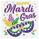 FINGERINSPIRE Happy Mardi Gras Painting Stencil 11.8x11.8 inch Reusable Masquerade Decorative Drawing Template Plastic PET Words Star Round Pattern Stencil for Painting on Wood Fabric Canvas Clothes DIY-WH0391-0727-1