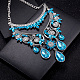 Le donne di moda gioielli di zinco collane collare di vetro in lega di strass fiore pettorina dichiarazione girocollo NJEW-BB15083-D-7