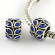 Antique Silver Plated Alloy Rhinestone Large Hole European Beads MPDL-R041-02F-1