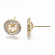 Brass Micro Pave Clear Cubic Zirconia Stud Earring Findings KK-T062-55G-NF-3