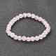 Naturelle quartz rose de perle bracelets extensibles BJEW-D446-B-11-2