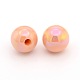 AB Color Plated Acrylic Half Drilled Round Beads PACR-F001-01-1
