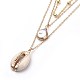Collares de concha de cauri y perlas barrocas naturales chapadas en capas de perlas keshi NJEW-JN02389-2