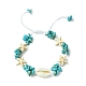 Bracelets de perles tressées en forme d'étoile de mer turquoise synthétique et de coquillages naturels BJEW-TA00371-1