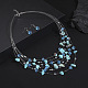 Комплекты из многослойных ожерелий и висячих серег из сплава и синтетической бирюзы и смолы FS-WG2F3F6-01-1