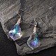Larme ab couleur plaqué pendentif en verre galvanoplastie colliers et boucles d'oreilles pendantes ensembles de bijoux SJEW-JS00880-2
