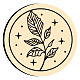 Superdant cire sceau tête de timbre 25mm plantes vertes motif timbre amovible rétro cachetage tête de timbre en laiton pour enveloppes AJEW-WH0130-856-3