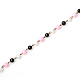 Chaînes en perles de verre rondes manuelles pour fabrication de bracelets et colliers AJEW-JB00064-02-2