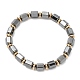 Bracelets extensibles en perles de colonne d'hématite non magnétique synthétique BJEW-E080-04B-1