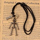 Adjustable Leather Cord Alloy Robot Pendant Necklaces NJEW-L424-01-2