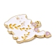 合金エナメルチャーム  ゴールドカラー  猫のチャーム  ホワイト  20.5x24x1.5mm  穴：1.6mm ENAM-147-04C-G-2