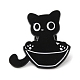 Broche esmaltado de aleación de gato negro con cuenco JEWB-E022-04EB-03-1