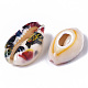 Printed Natural Cowrie Shell Beads X-SSHEL-R047-01-C05-3