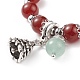 Natural Red Agate Carnelian(Dyed & Heated) & Green Aventurine Stretch Bracelet with Alloy Christmas Tree Charm BJEW-TA00124-4