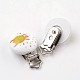 Dyed Animal Pattern Half Round Printed Wooden Baby Pacifier Holder Clips WOOD-K004-M15-2