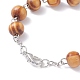 Prière religieuse bois de pin bracelet chapelet perlé BJEW-O140-02P-4