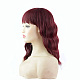 前髪のある短い頭の赤い巻き毛のかつら  短いウェーブのボブウィッグ  高温繊維  女性のためのかつら  暗赤色  （14インチ）466.7mm OHAR-D007-02-4