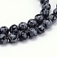 Copo de nieve natural de obsidiana hebras de perlas redondas X-G-J303-09-10mm-3