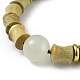 Bracelet extensible en perles de bois de santal vert pour femme BJEW-H566-11D-2