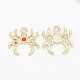 Halloween Spider Jewelry Nickel Free & Lead Free Golden Alloy Hyacinth Rhinestone Charm Pendants PALLOY-J218-086G-1