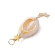 3 шт. 3 стиля подвески из натуральной ракушки каури с медной проволокой и стеклянным жемчугом PALLOY-JF03503-5