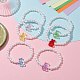 6 Uds. Juego de pulseras elásticas con cuentas de perlas y oso acrílico de 6 colores para niños BJEW-JB10047-2