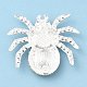 亜鉛合金ラインストーン カボション  プラスチック模造真珠付き  クモ  銀  34.5x39.5x7mm ALRI-Q364-05S-01-2