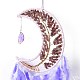 Натуральная клубничная кварцевая стружка из бисера дерево жизни луна с подвеской из перьев украшения HJEW-M004-06-2