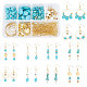 SUNNYCLUE 1 Box DIY 10 Pairs Turquoise Beads Dangle Earring Kits Brass Linking Rings Charms Bar Links Frames Charms Jewelry Connectors with Jump Rings for DIY Making Jewelry Earring DIY-SC0017-34-1