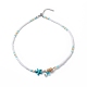 4 Uds 4 estilo perla natural y concha y conjunto de collares de cuentas de turquesa sintética teñida NJEW-JN04039-4