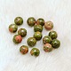 Perles unakite naturelles rondes à moitié percées G-D735-04-1
