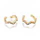 Golden Plated Brass Micro Pave Cubic Zirconia Cuff Earrings EJEW-L244-13G-1