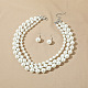 Комплекты из многослойных ожерелий и висячих серег с круглыми бусинами из искусственного жемчуга WG4EAB6-01-1