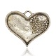 Good Valentines Day Gifts Idea for Wife Antique Silver Plated Alloy Rhinestone Heart Pendants ALRI-J076-21AS-2