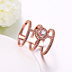 Brass Cubic Zirconia Hollow Three Loops Finger Rings For Party RJEW-BB16279-6RG-6