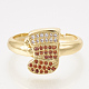 Ciondoli in ottone con zirconi cubici e orecchini a bottone e anelli regolabili set di gioielli SJEW-S043-08-2