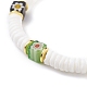Bracelets extensibles en perles de coquillage blanc naturel BJEW-JB07266-02-4