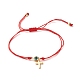 Bracelet breloque croix et plat rond strass BJEW-JB07122-2