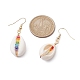 Boucles d'oreilles pendantes en coquillage naturel et verre EJEW-JE05468-3