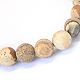 Chapelets de perles rondes en jaspe mat avec image naturelle X-G-E334-8mm-26-2