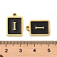 304ステンレス鋼ペンダント  エナメル  文字チャーム付きの長方形  ゴールドカラー  文字I  17.5x12x1.5mm  穴：1.5mm STAS-K265-11G-I-3