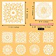 8個のプラスチック製の描画ステンシル  DIY スクラップブッキング用のマンダラ テンプレート  花柄の長方形と1袋の水彩ペン  ホワイト  150~300x150~300x0.3mm DIY-SZ0005-77-2