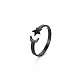 メンズアイアンカフフィンガー指輪  オープンリング  カドミウムフリー＆鉛フリー  スターとムーン  電気泳動黒  usサイズ7 1/2(17.7mm) RJEW-N029-060-3