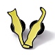 猫頭文字エナメルピン  バックパックの服のための電気泳動の黒い合金の漫画のブローチ  文字.v  30x27x2mm  ピン：1.2mm JEWB-A005-27-V-1