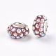 Crystal AB Large Hole Rondelle Glass and Resin Rhinestone European Beads with Silver Color Brass Core X-MPDL-14D-27-2