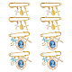 8Pcs 2 Style Alloy Enamel Cross & Resin Princess & Acrylic Bowknot Charms Safety Pin Brooches JEWB-AB00009-1