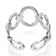 304 anello a polsino aperto ovale in acciaio inossidabile RJEW-N040-08-3