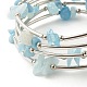 Bracelets enveloppants en perles d'aigue-marine naturelle à 5 boucle pour femme BJEW-JB01517-03-4